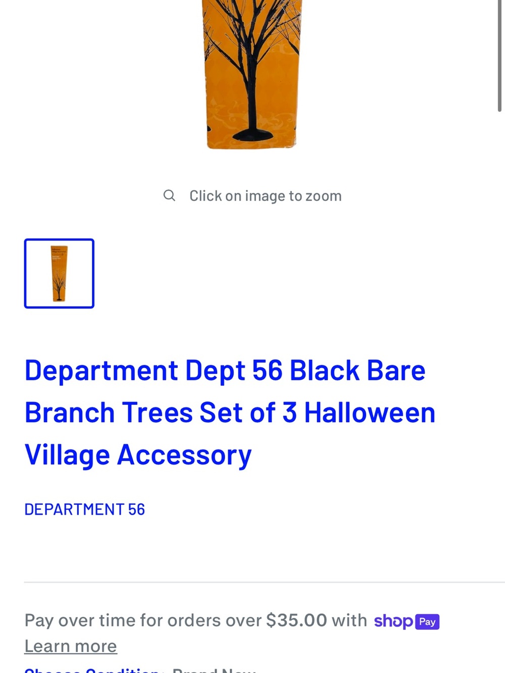 Department 56 Black Bare Branch Tree Trio - Black and Orange Accent